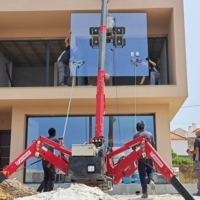 Glass and Facade Installation with Mini Spider Cranes