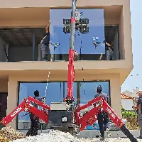 Instalação de vidros e fachadas com mini-gruas aranhas